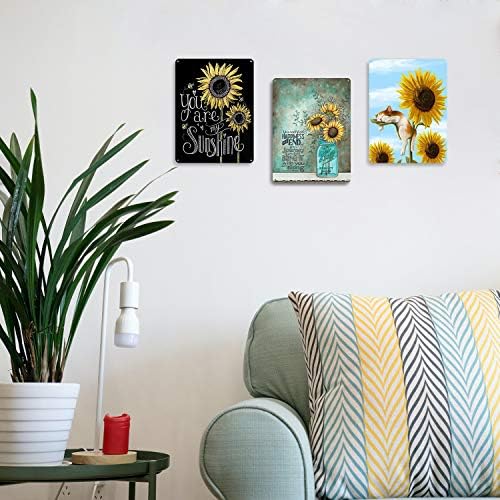 Sunflower tin wall sign measuring 12 inches, priced at $9.59.