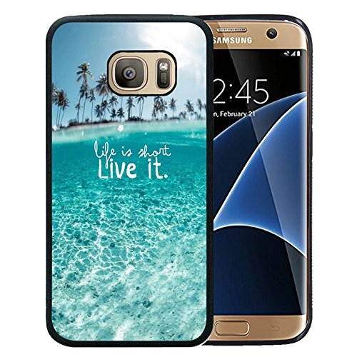 Galaxy S7 Edge Case, Customized Black Soft Rubber TPU Samsung Galaxy S7 Edge Case Life is short-Live it with sunshine and coco when you wake up