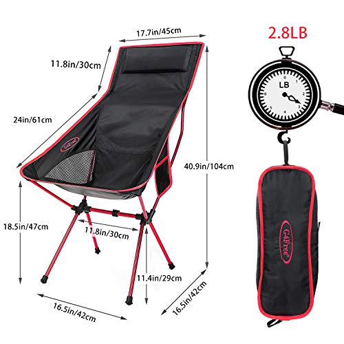 G4free Lot De 2 Chaise De Camping Pliable Portable Léger Avec Appui-tête Pour Pique-nique Plage Randonnée Pêche Jardin
