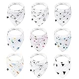 Cotton Baby Bibs, JML Infant Drool Bibs Set 9 Pack - Soothingly Soft Chafe-Free Comfort and Hypoallergenic and Absorbent, Adjustable Snap for Babies & Toddlers (6-24 months)