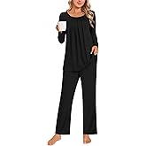 Anymeet Womens Pajama Set Long Sleeve 2 Piece Winter Ladies Sleepwear Soft PJs Comfy Lounge Sets with Pockets