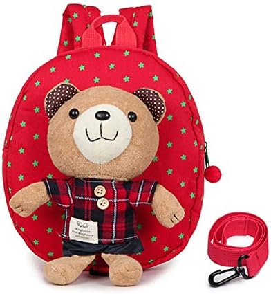 EchoFun Toddler Safety Harness Children Backpack Toddler School Bag Rucksack Children Shoulder Bag with Detachable Soft Toy Reins (Red Plaid)