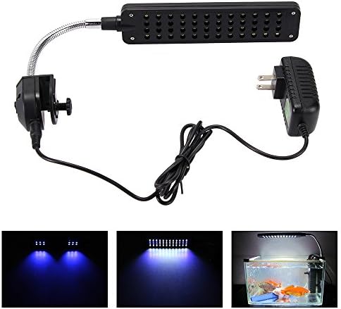 LED Aquarium Light 48 LED 3W Blue and White Color Marine light Clamp on Lamp Aquarium LED Lighting Day Light Night Light for Small Freshwater Aquarium Marine Fish Reef Aquarium 10-20 Gallon Fish Tank
