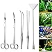 UEETEK Aquarium Tools Kit 5 in 1 Stainless Steel Fish Tank Aquatic Plant Tweezers Scissor Spatula Sets