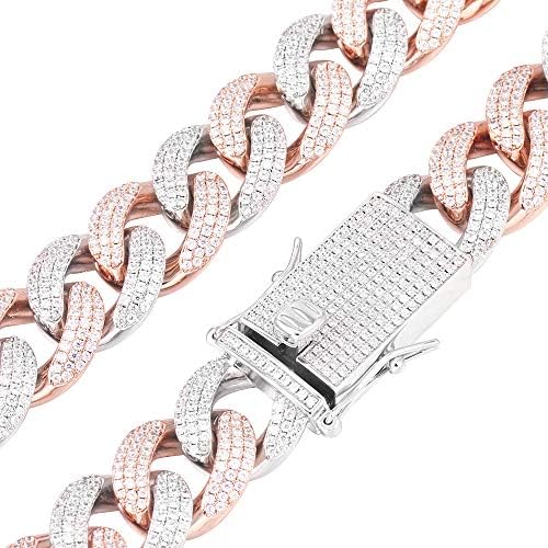 18mm Iced Out Cuban Link Chain 14k/18k/White/Rose Gold, Heavy and Durable, 5A+ CZ Stones, Miami Hip Hop Necklace/Bracelet for Men Women Rapper Birthday Christmas Gift