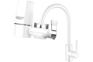 QEUXV Water Filter for Sink Faucet with Universal Adapter, Removes 99% of Lead, 800 Gal Tap Water Filter System for Kitchen Sink, Reduce Chlorine, 1 Washable Durable Ceramic Filter