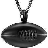 Hearbeingt Rugby Urn Necklaces for Ashes Sport Cremation Jewelry Stainless Steel American Football Memorial Ash Pendant for Human Pets Keepsake Jewelry for Loved Ones with Fill Tool