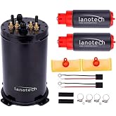2.8L Aluminum Surge Tank 8AN Swirl Pot for Twin 39-40mm Pumps Racing | 2.8L aluminum surge tank, AN-8 ports, stainless terminals, anodized. Prevents fuel starvation under high G-force for racing.