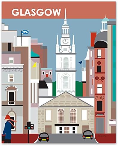 Glasgow, Scotland Print - Retro Inspired Travel Wall Art for Home and Office - art sizes: 8 x 10, 11 x 14, 16 x 20, 24 x 30, 36 x 45