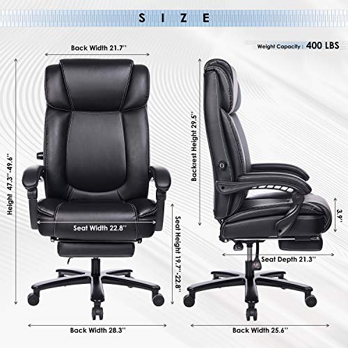 REFICCER Big & Tall Bonded Leather Executive Office Chair, HighBack