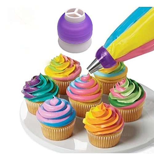 BG-Style Swirl Cake Muffin Coupler 3 Colors Swirl Decorating Cupcake Decorating Kit With Coupler Kitchen Diy Cake Cupcake Muffin Coupler Nozzle White & Purple
