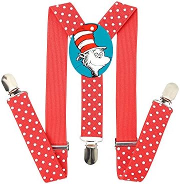Child Kids Doctor Seuss Suspenders - Adjustable Length 1 Inches Suspender with Bow Tie Set for Boys and Girls by CanXos