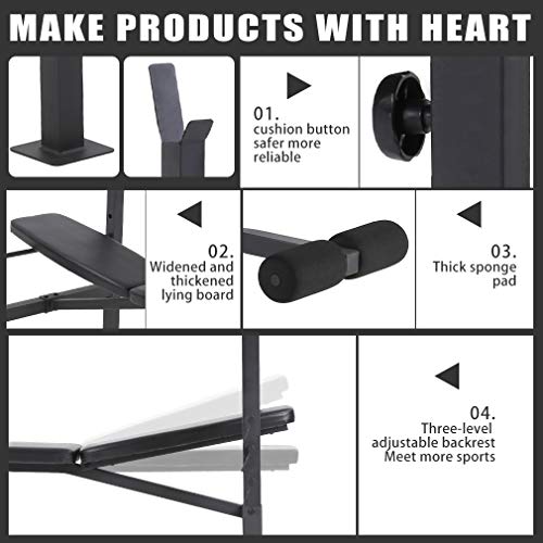 Adjustable Weight Bench Olympic Weight Bench for Full Body Exercise 3 Position Home Gym Equipment 330lbs
