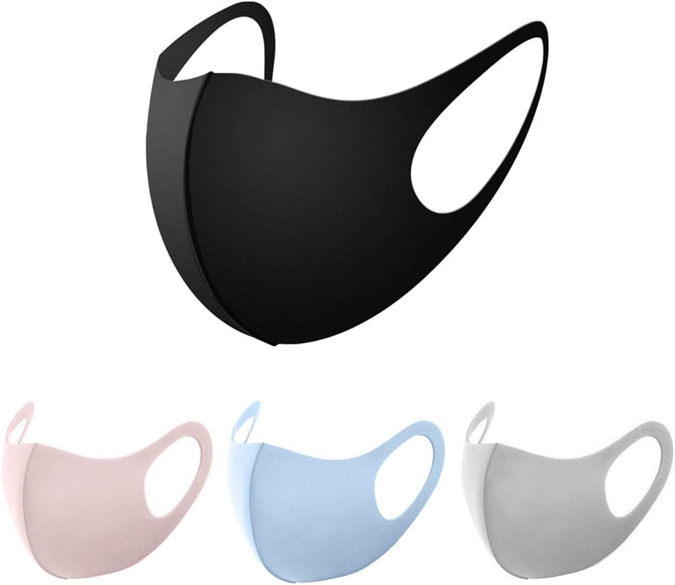 Koehope 4Pcs Breathable Másk for Adult Kids Ice Silk Sunscreen M-A-S-K-S Washable Reusable Dustproof 3D Anti-Fog Haze Sponge Earloop Máscara