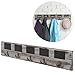 MyGift 31 Inch Chalkboard Labels Rustic Brown Torched Wood Finish Wall Mounted Coat Hooks Hanger Rack