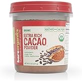 BareOrganics Cacao Powder | Healthy Chocolate | Organic, Gluten-Free, Vegan, Non-GMO, BPA-Free, 8oz