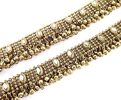Aria Antique Style Diwali Festive Cz Plated Bridal Anklet Gold