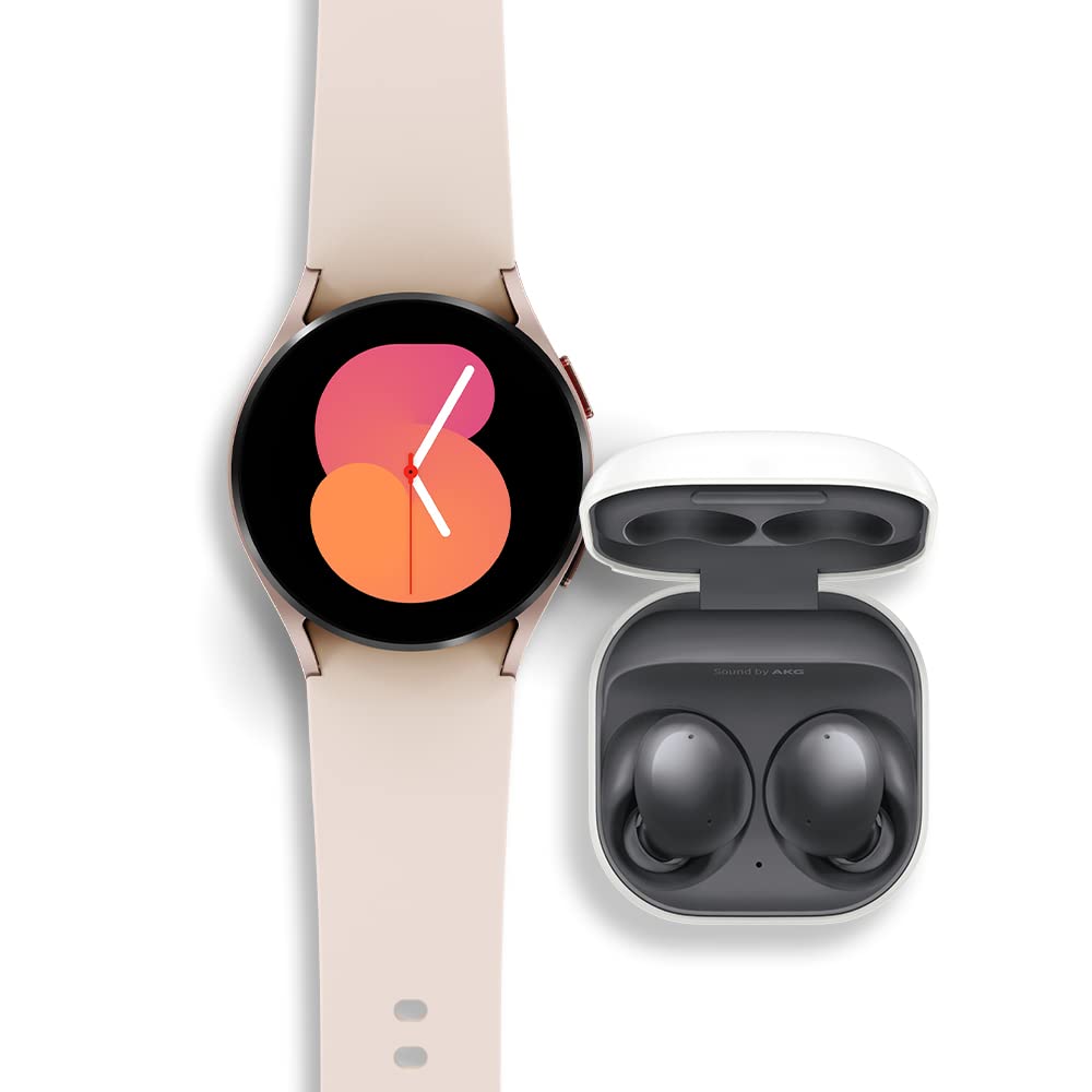 SAMSUNG Galaxy Watch 5 + Buds 2 Bundle 40mm Bluetooth Smartwatch w/Body, Health, Fitness, Sleep Tracker, Pink Band and True Wireless Bluetooth Earbuds w/Noise Cancelling, Ambient Sound, Graphite