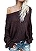 Beautife Women Off Shoulder Long Sleeve Knit Loose Oversized Pullover Sweater (Large, Claret)
