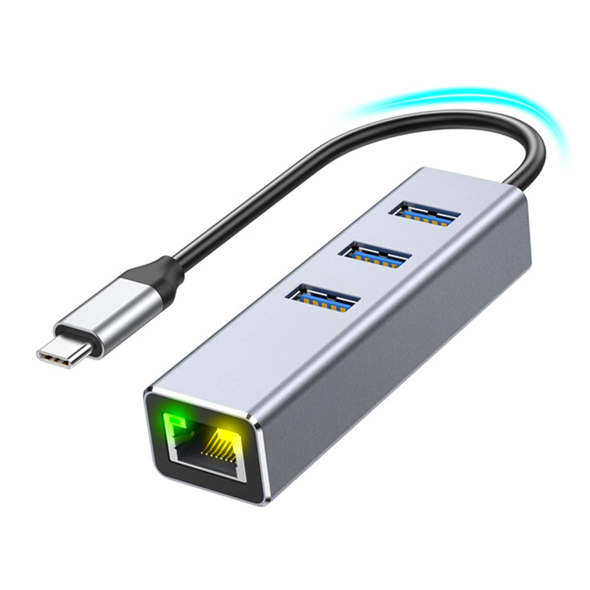 USB C Ethernet Adapter, Type-C to Gigabit Ethernet RJ45 LAN Port Adaptor, USB Hub Splitter with 1000Mbps Network Port for MacBook Pro/Air, SurfaceBook, ChromeBook, Laptop, Computer, PC, More (USB-C)