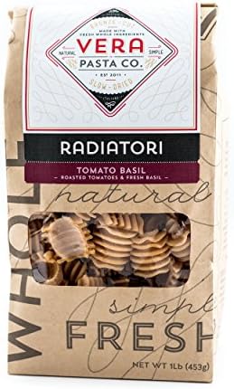 Vera Pasta Tomato Basil Radiatori - Gourmet Italian Pasta for Authentic Taste &amp; Texture - Artisan, Fresh Pasta Made in the USA - All Natural, High-Protein Radiatori Pasta - 1 Pound