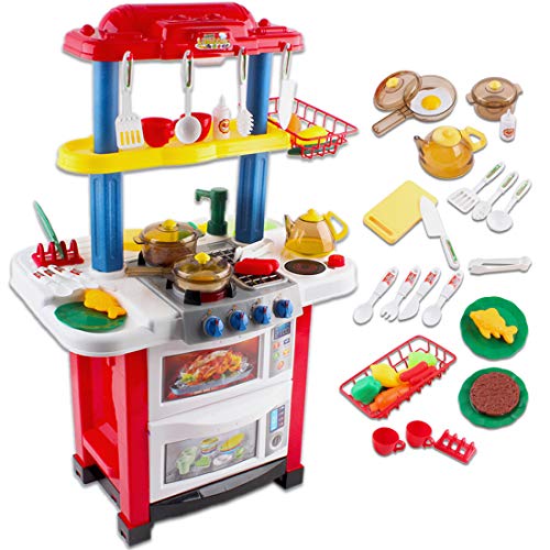 deAO Kinder-Küchenspielset “Happy Little Chef” (“Fröhlicher kleiner Koch”) mit Sound-und Lichteffekten und…