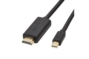 Amazon Basics Mini DisplayPort Male to HDMI Male Cable, 1080p, Gold-Plated Plugs, 6 Foot, Black for Personal Computer