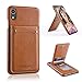 LOHASIC iPhone XR Wallet Case with 4 Card Holders, Slim Leather Flip Phone Cover with Stand Feature, Durable Shockproof Protective Cases for Apple iPhone XR (2018) 6.1 inch - Brown