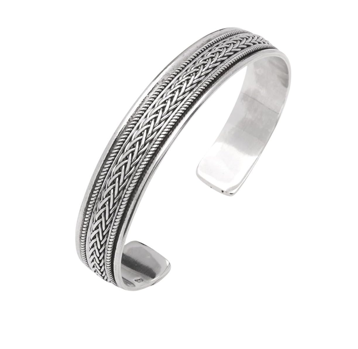 Treasure Bay 12mm Solid 925 Sterling Silver Bangle Open Cuff 26.8grs