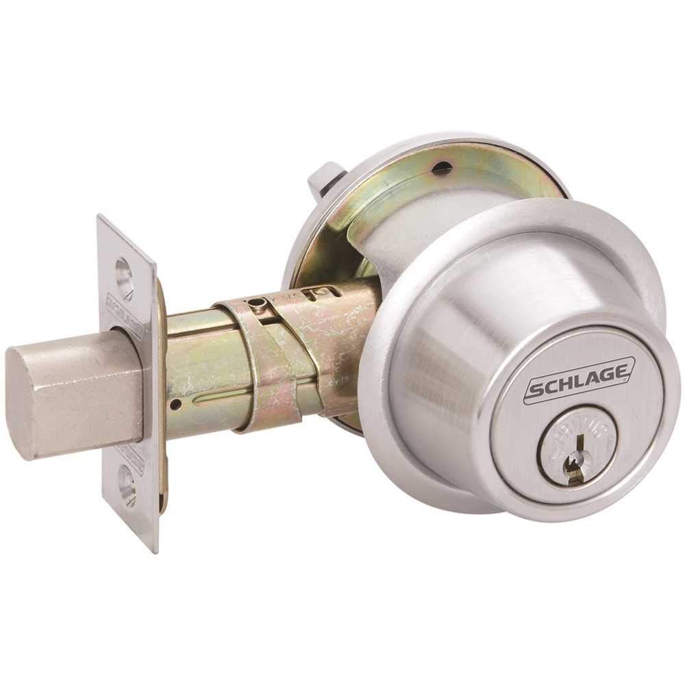 Schlage Bc500 Single Cylinder Deadbolt Adj Bs Sc1 Satin Chrome