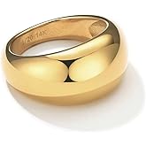 NOKMIT Chunky Dome Rings for Women Dainty 14K Gold Silver Tone Cute Bold Dome Statement Ring Thick Minimalist Thumb Band High Polished Smooth Comfort Fit Size 5-10