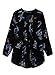 Obazidou Women Casual See Through Floral Print Long Sleeve Chiffon Shirt Blouse Tops