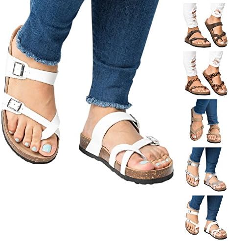 Royou Yiuoer Womens Sandal Criss Cross Slide Slip On Platform Espadrille Summer Beach Leather Strap Buckle Flip Flop White US 10
