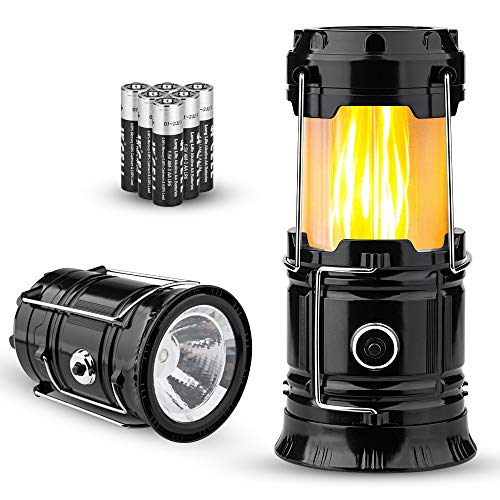 TANSOREN 2 Pack Portable LED Camping Lantern, [2018 UPGRADED][3-IN-1] Decorative Flame light Ultra Bright Flashlights with S and 6 AA Batteries Collapsible Survival Kit for Emergence, Outdoor - Thumbnail 7