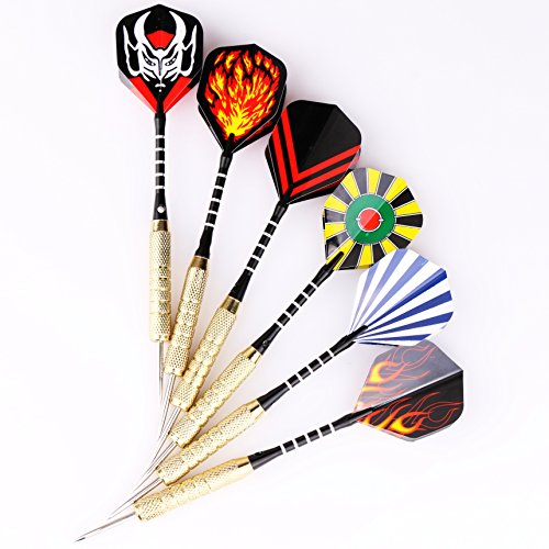 MAXMAU 15 Steel Tip Darts 18 Grams with Aluminium Dart Shafts + O-Rings + Extra 3 Dart Flights