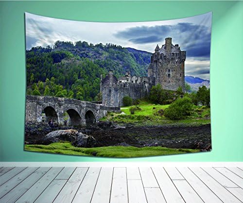 Avamam Tapestry Wall Art Eilean Donan Castle Scotland -S Wall Hanging For Bedroom Living Room Dorm Size-60"Wx51"H
