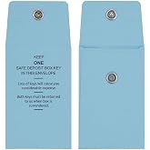 BankSupplies Safe Deposit Key Envelopes Blue Reclosable Snap Lock 2.25 x 3.5 Inch Durable Rope Stock 100 Pack