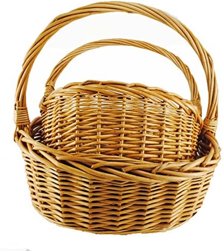 TOPOT Set of 2-Piece Honey Brown Wicker Picnic Basket