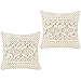 Mkono Throw Pillow Cover Macrame Cushion Case (Pillow Inserts Not Included) Set of 2 Decorative Cover for Bed Sofa Couch Bench Boho Home Decor,17 Inches
