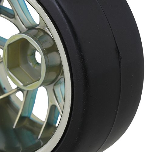 BQLZR Blue Plastic Y Shape Hub Wheel Rim with Smooth Tires for RC 1:10 On-road Racing Car & Drift Car Pack Of 4