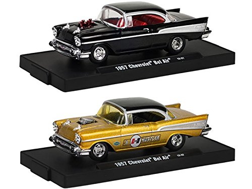M2 Drivers 1957 Chevy bel Air set of 2 1/64 w/ cases