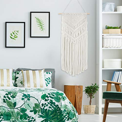 Purnap 3 Pack Macrame Plant Hangers with 3 Hooks & Macrame Wall Hanging Cream-White（Two Styles Shipped Randomly）