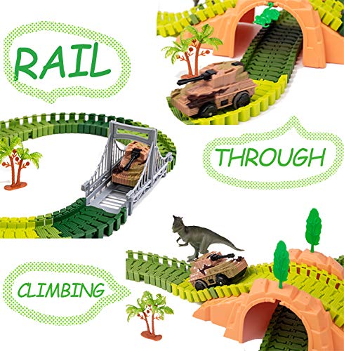 image for VENSEEN Dinosaur Kids Toys 154Pcs. A Dinosaur World Road Race Car Flex