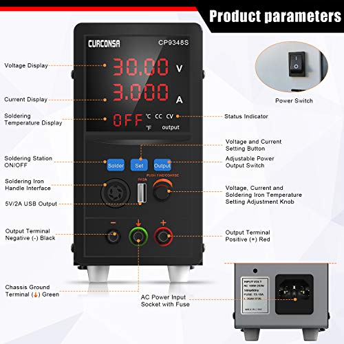 DC Power Supply Variable with Soldering Iron Station,CURCONSA 2 in 1