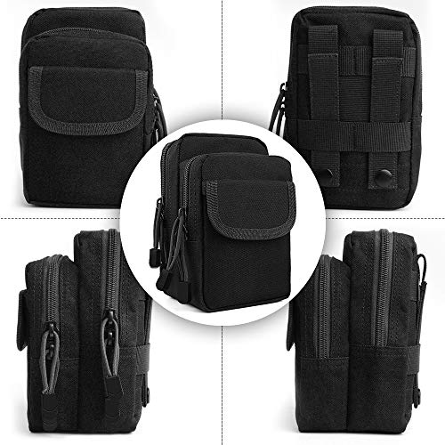 FUNANASUN Black Tactical Molle Pouches - 1000D Nylon EDC Belt Waist Pouch Molle Small Utility Gadget Gear Tool Bag for Men - Thumbnail 4
