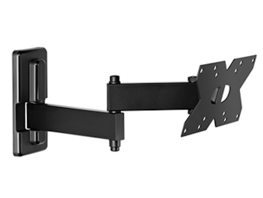Meliconi TV Mount, Double Arm Wall Mount, Tiltable, 14" to 32" Flat Panel TV, VESA 75-100-200x100, 17 Kg Load Capacity, Black