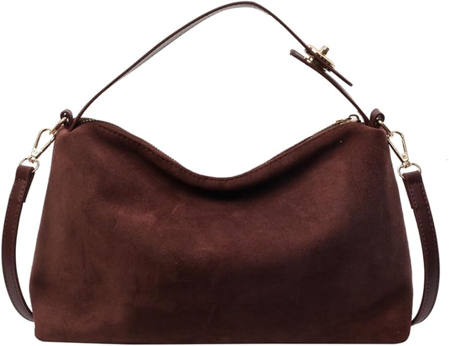Photo 1 of (BAGGED) (USED/FAIR) KAOBIO Women Slouchy Suede Satchels Shoulder Bag Faux Suede Hobo Bags Crossbody Phone Purse Top-Handle Tote Handbag Purse (Coffee,One Size)