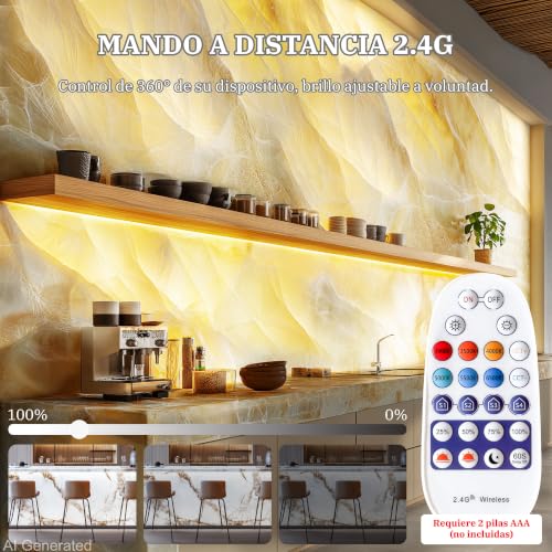Lichaser LED para Retroiluminación 3000K–6000K Luz Cálida y Fría 24V 36W Panel LED regulable compatible con Alexa 50x 24.5cm pulgadas para encimeras de mármol (4 Pack)