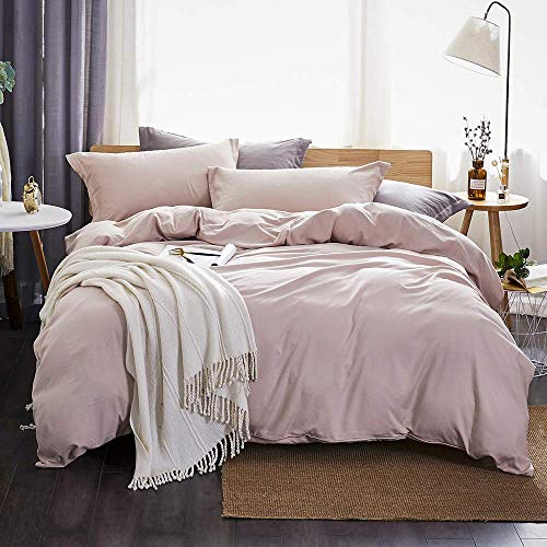 Dreaming Wapiti Duvet Cover Twin,Washed Microfiber Pink Twin Size Duvet Cover Set,Solid Color