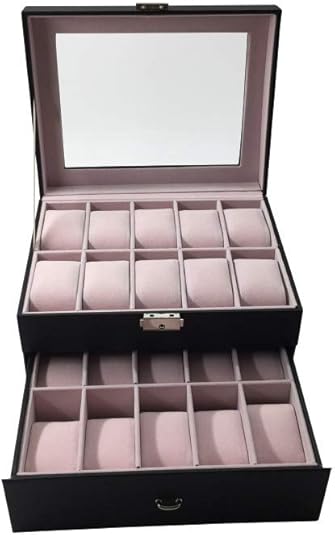 1PLUS Basel - Caja para relojes (para 20 relojes), color negro: Amazon.es: Joyería
